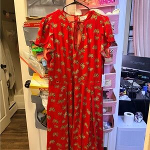 Unique Vintage Plus Size Burgundy & Butterfly Dahlia Swing Dress - 2X/18